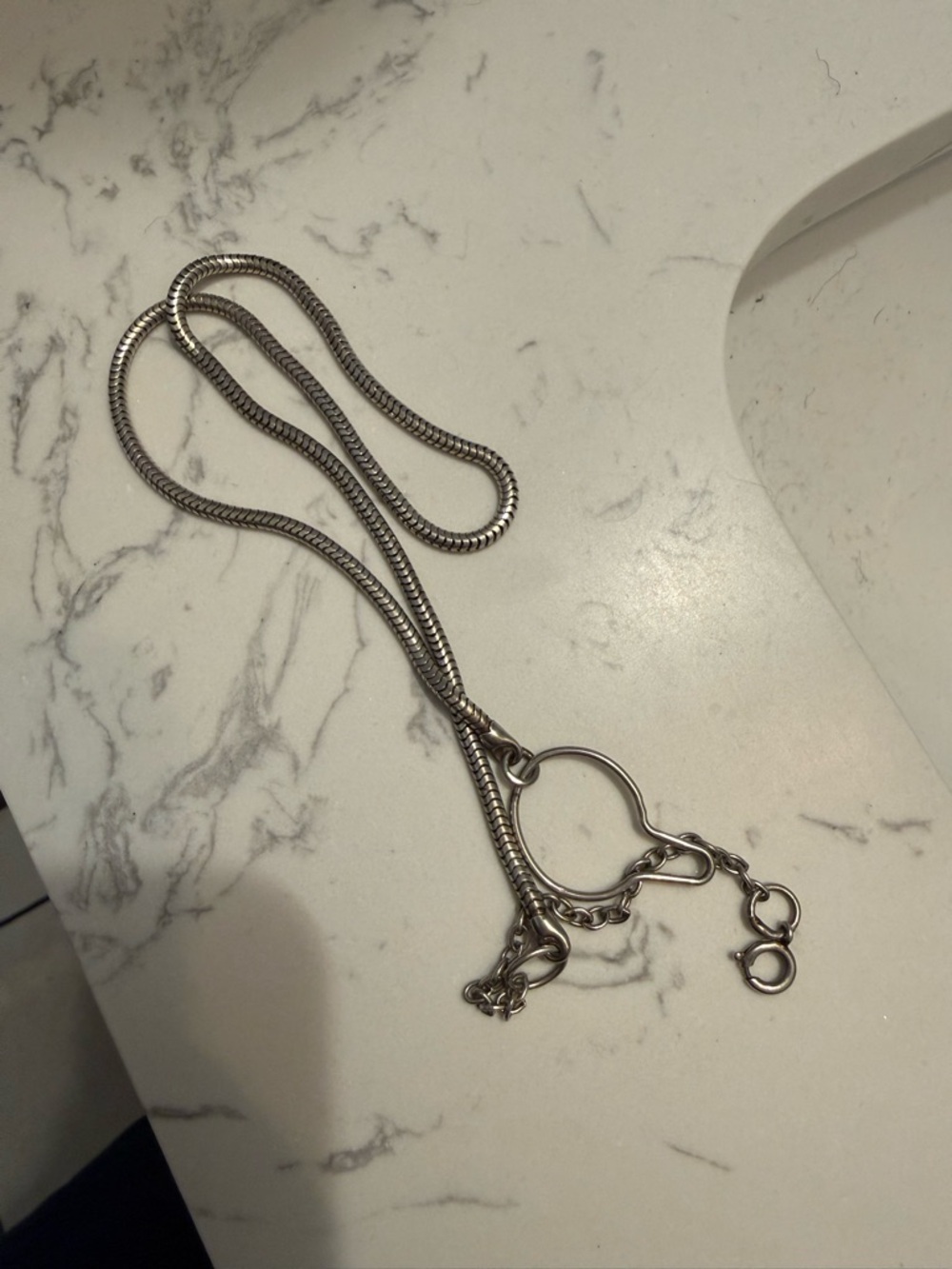 Antique silver watch chain